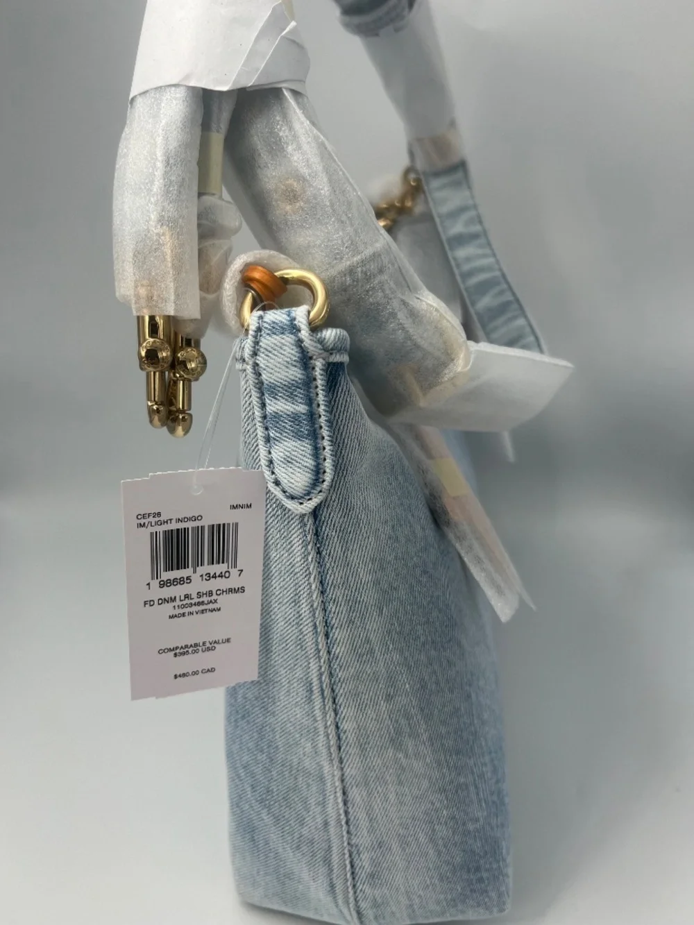 Laurel Shoulder Bag In Loved Denim With Charms